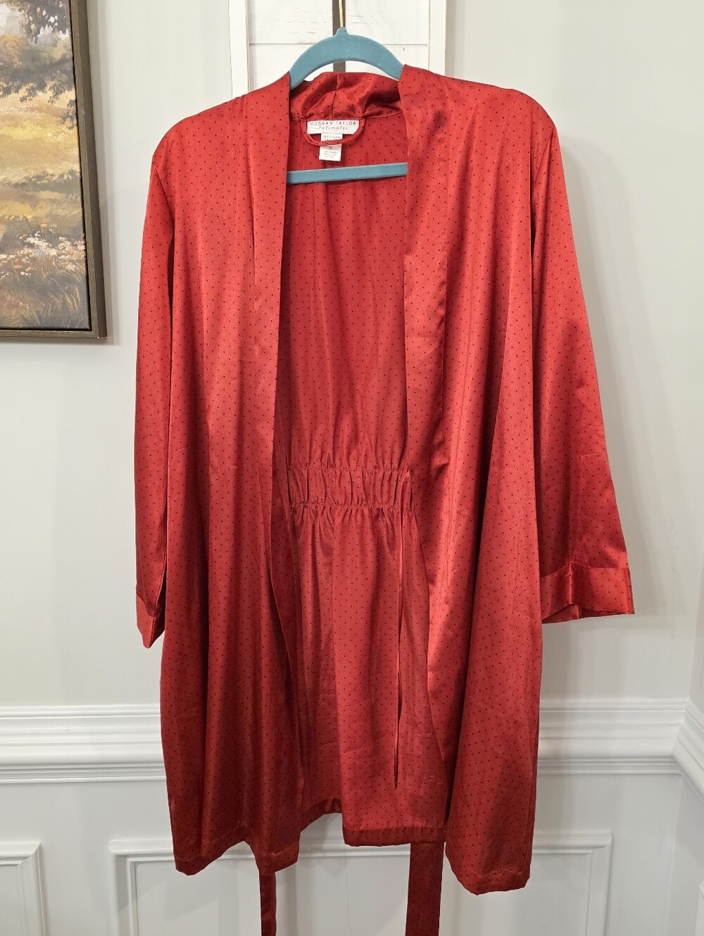 90s Red And Black Polka Dot Satin Morgan Taylor Robe